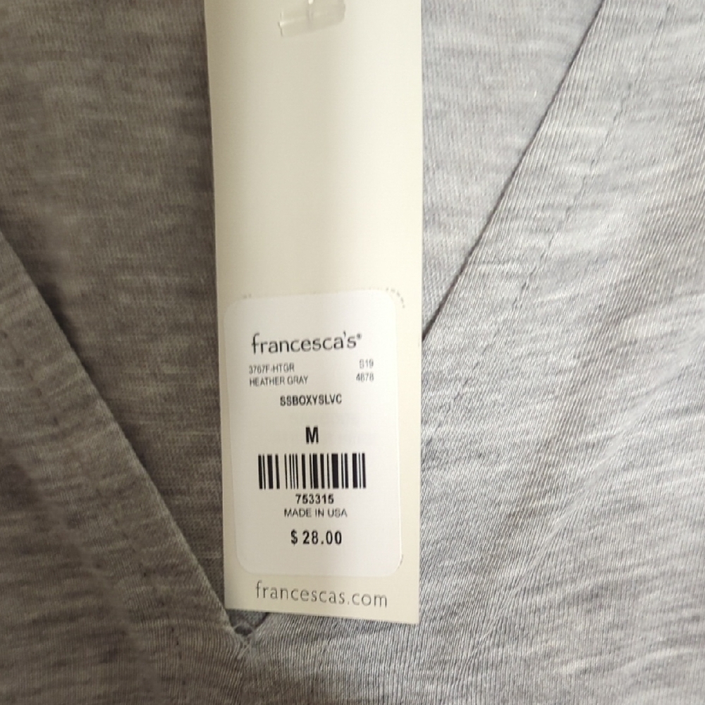 Francesca's Collections Light Gray Tie-Front Blouse - Picture 2 of 3